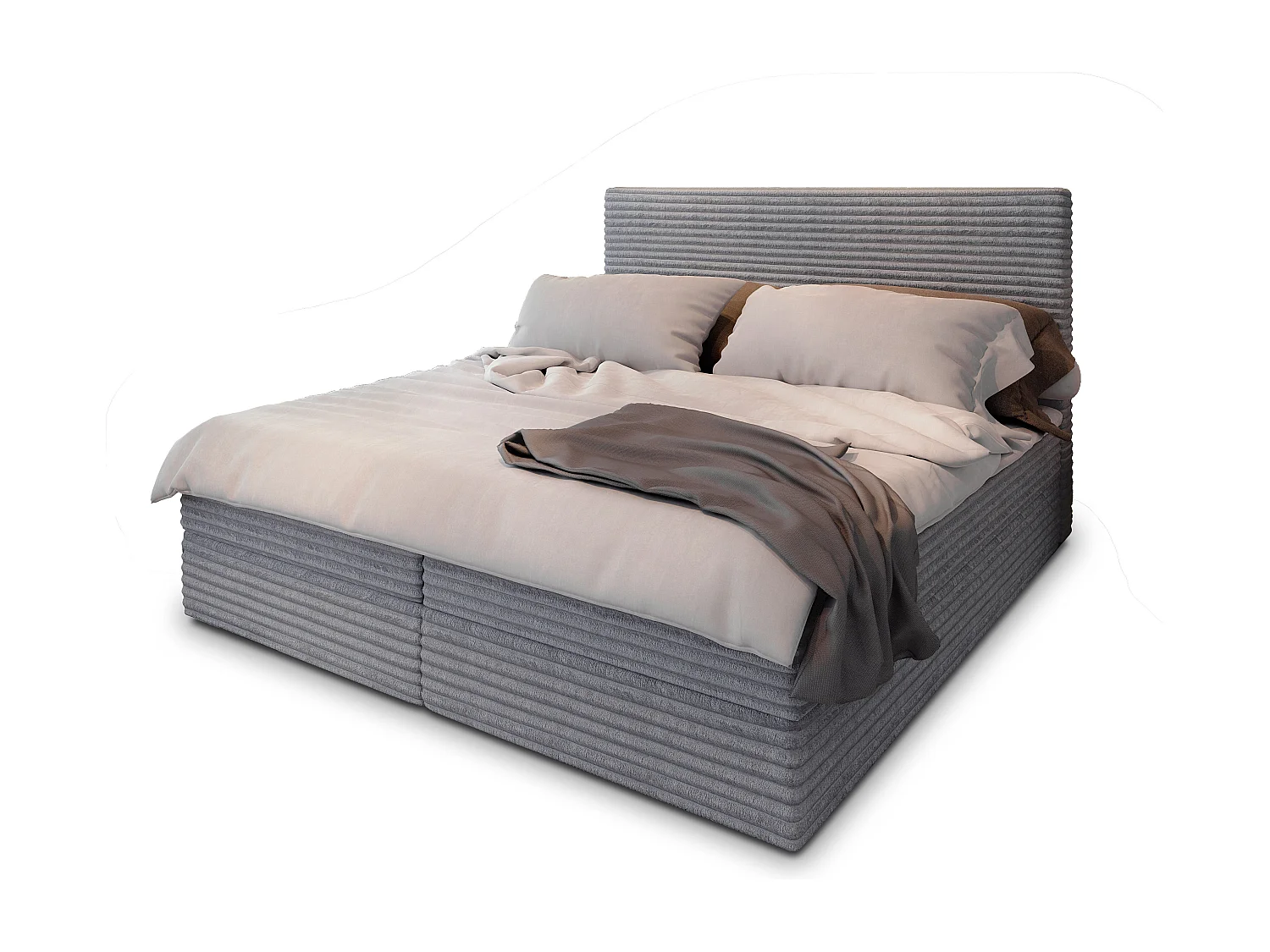 Boxspringbed PISA 140x200 cm Set met hoofdbord, bedbodem en matras, Lichtgrijs