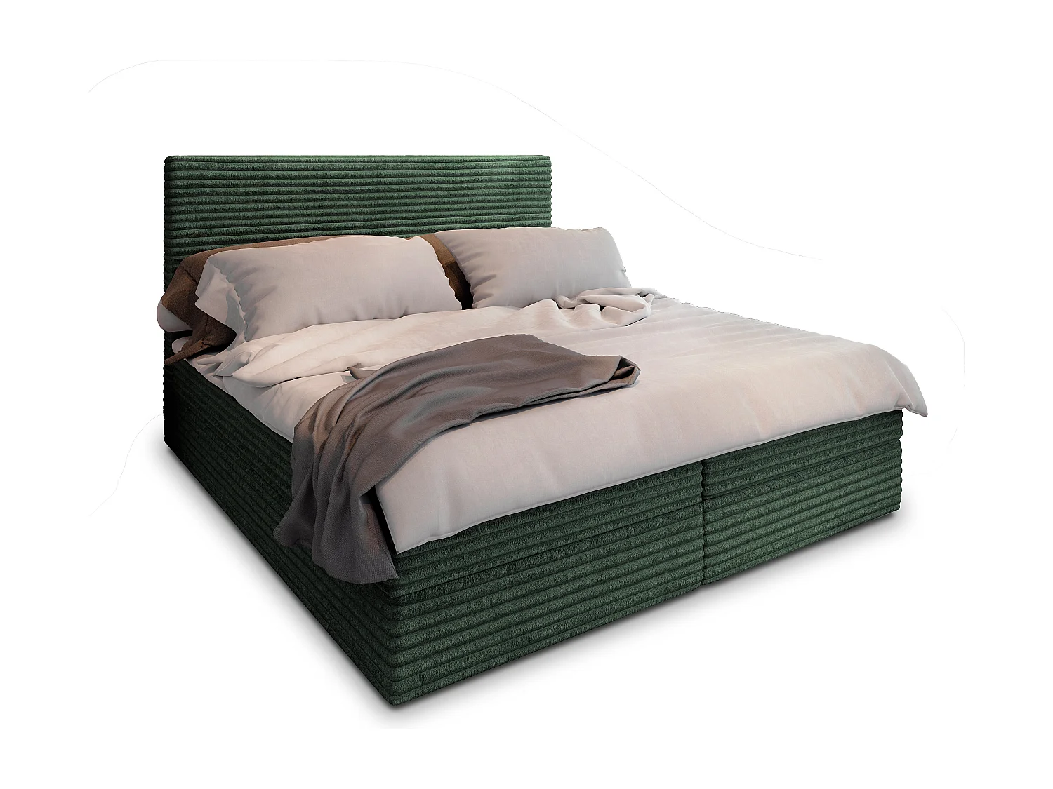 Boxspringbed PISA 180x200 cm Set met hoofdbord, bedbodem en matras, Dennengroen