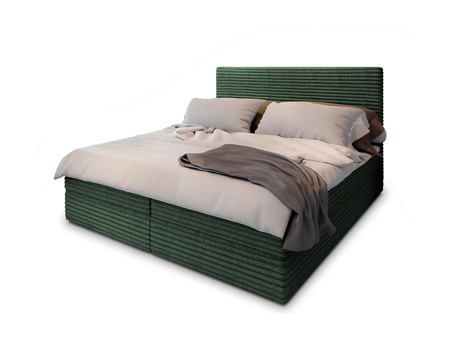 Boxspringbed PISA 180x200 cm Set met hoofdbord, bedbodem en matras, Dennengroen