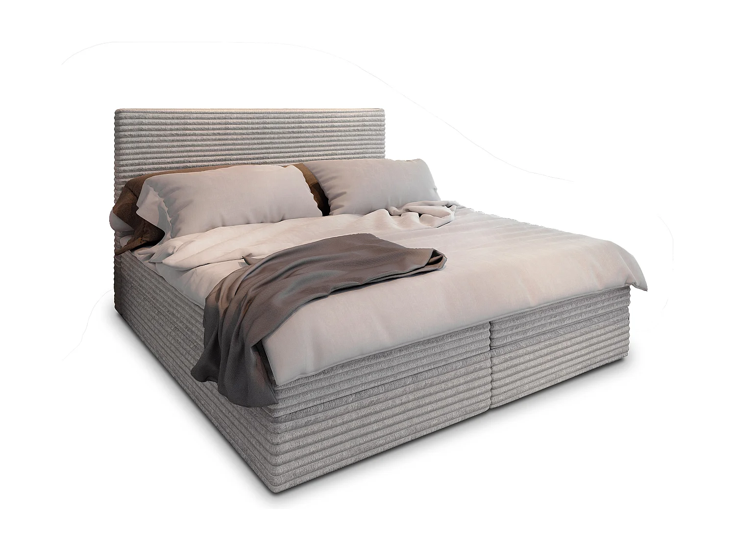 Boxspringbed PISA 160x200 cm Set met hoofdbord, bedbodem en matras, Lichtgrijs