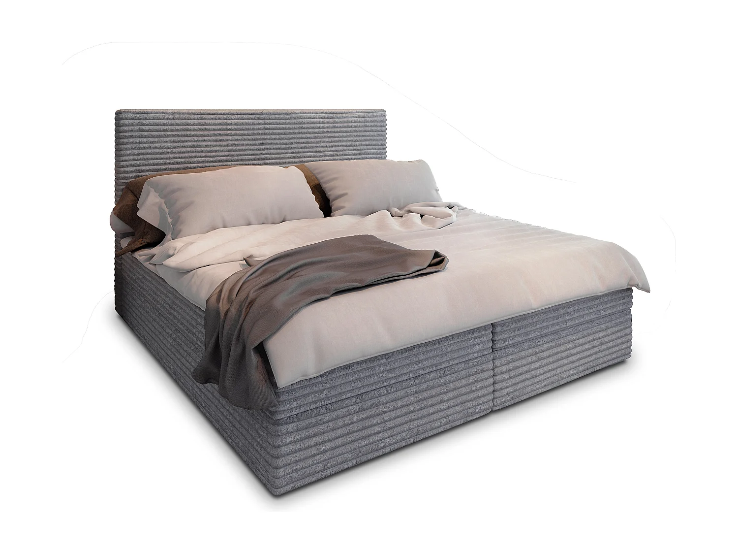 Boxspringbed PISA 160x200 cm Set met hoofdbord, bedbodem en matras, Lichtgrijs