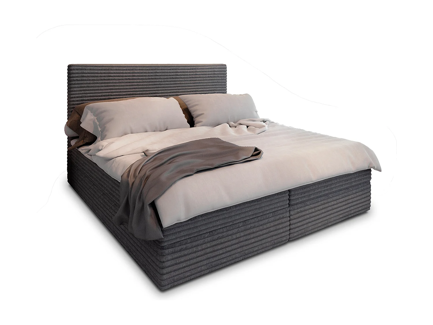 Boxspringbed PISA 180x200 cm Set met hoofdbord, bedbodem en matras, Grijs