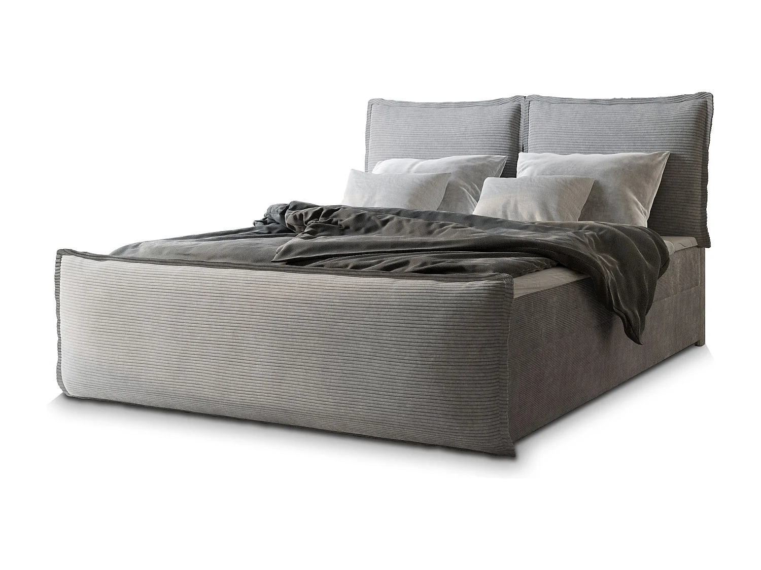 Boxspringbed MONTA 140x200 cm Set met hoofdbord, bedbodem en matras, Lichtgrijs