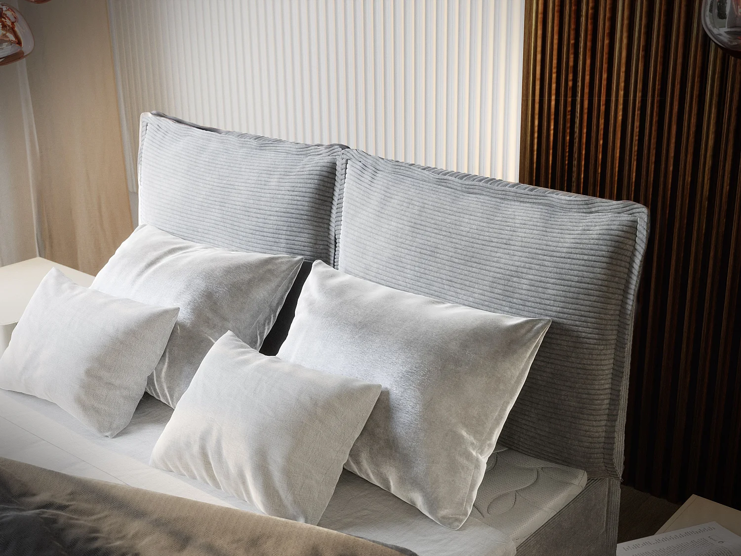 Boxspringbed MONTA 140x200 cm Set met hoofdbord, bedbodem en matras, Lichtgrijs