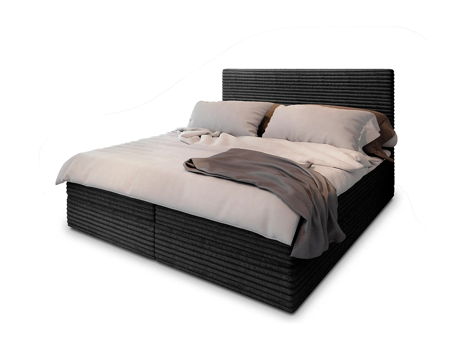 Boxspringbed PISA 140x200 cm Set met hoofdbord, bedbodem en matras, Zwart