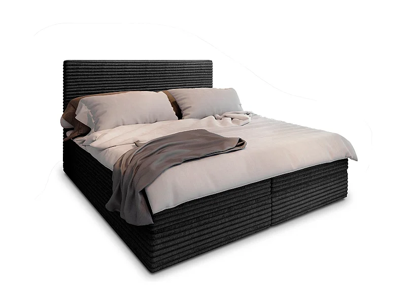 Boxspringbed PISA 140x200 cm Set met hoofdbord, bedbodem en matras, Zwart