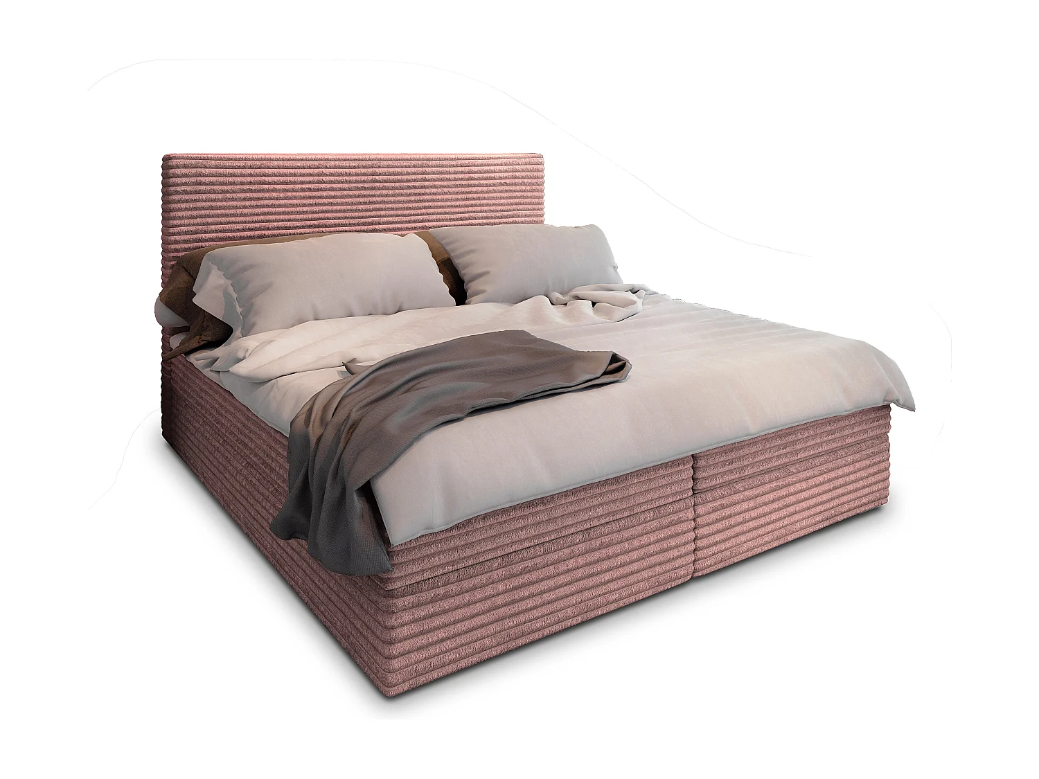 Boxspringbed PISA 160x200 cm Set met hoofdbord, bedbodem en matras, Poederroze