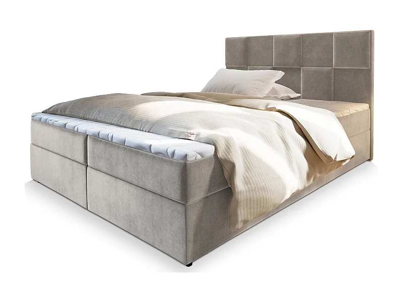 Boxspringbed PRATA 160x200 cm Set met hoofdbord, bedbodem en matras, Beige