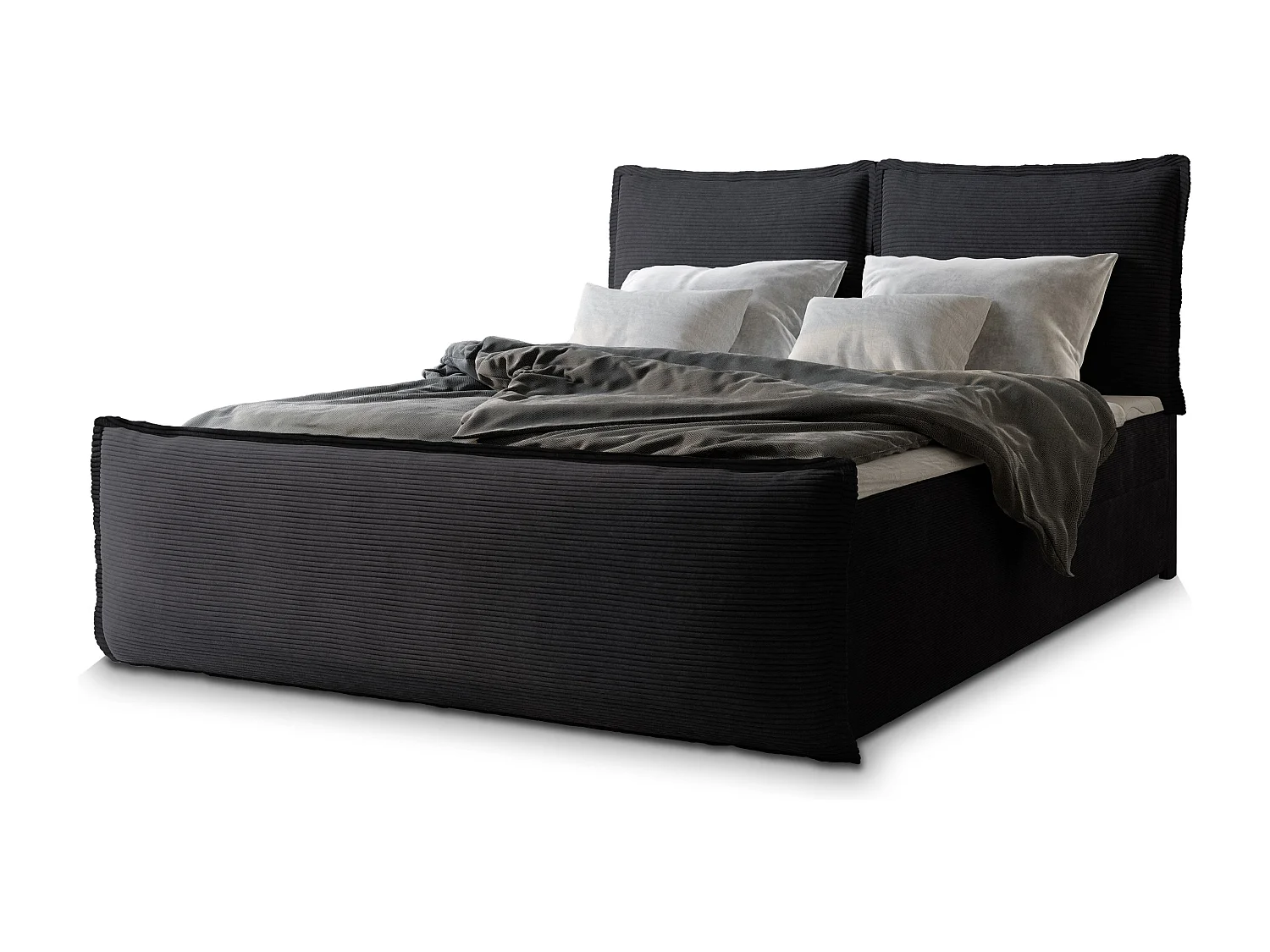 Boxspringbed MONTA 160x200 cm Set met hoofdbord, bedbodem en matras, Zwart
