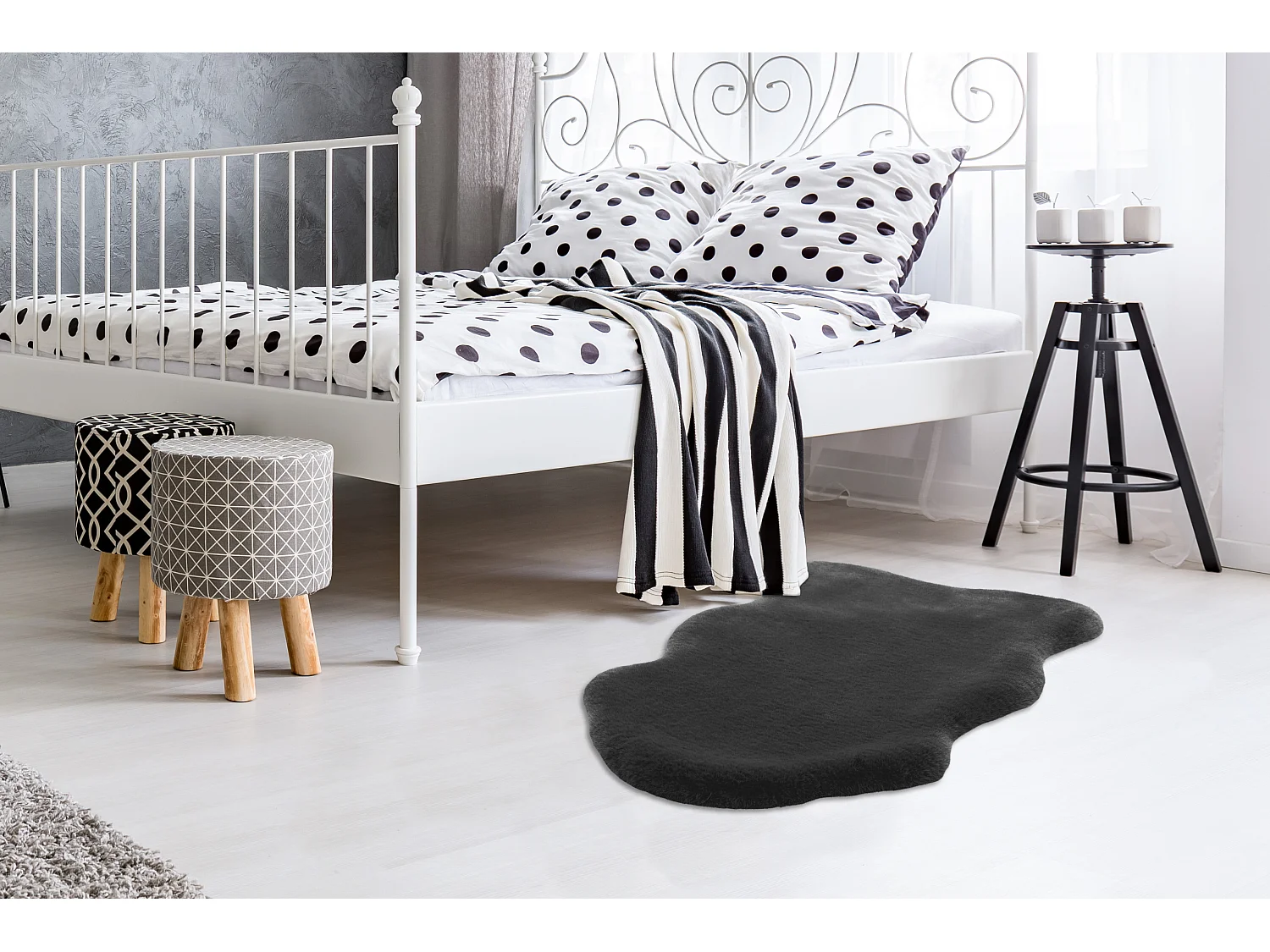 Vloerkleed - Rabbit dubbele schapenvacht 200 Antraciet 60cm x 90cm