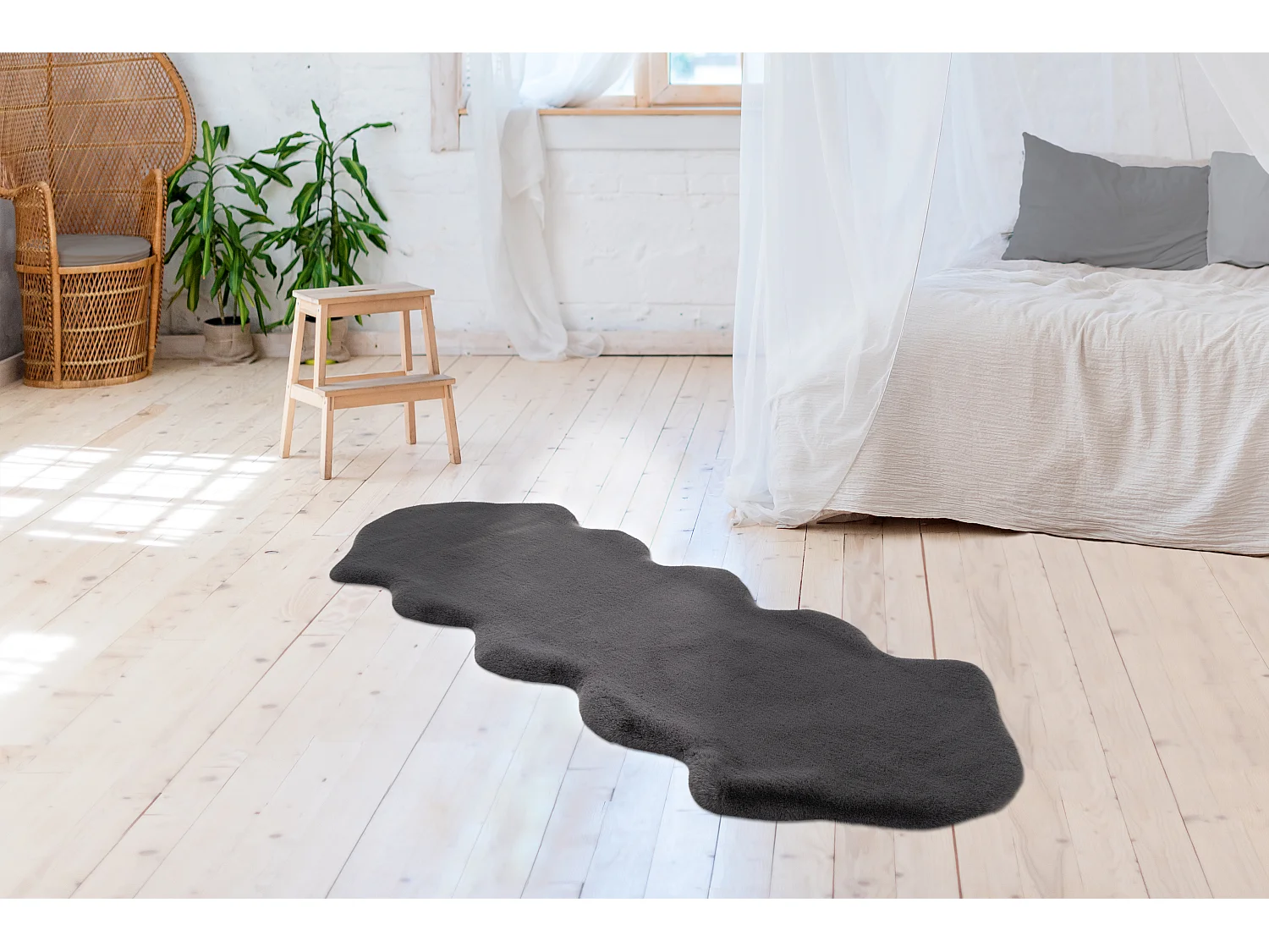 Tapis - Lapin double peau de mouton 300 Anthracite 60cm x 180cm