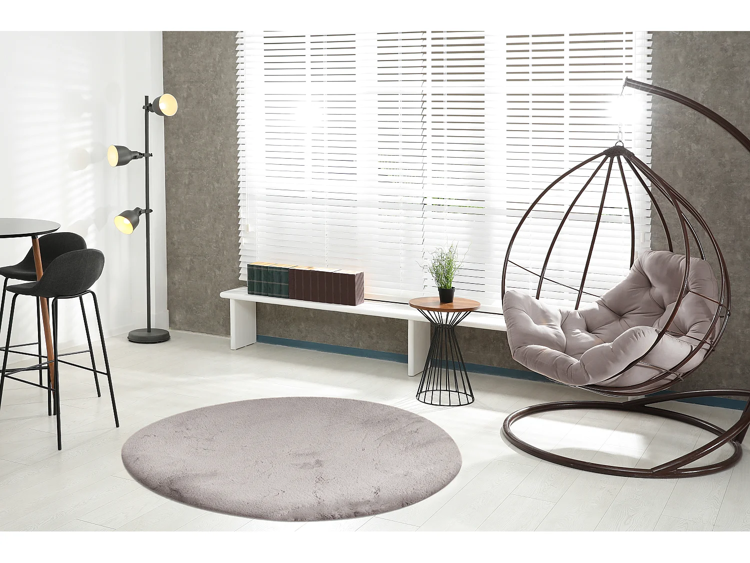 Vloerkleed - Rabbit licht 525 Zilver Ø 160cm rond