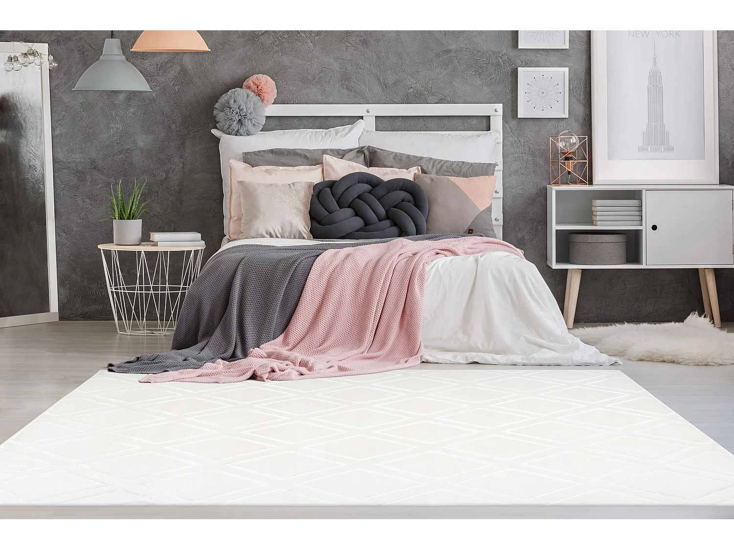 Vloerkleed - Valencia 300 Wit 120cm x 170cm