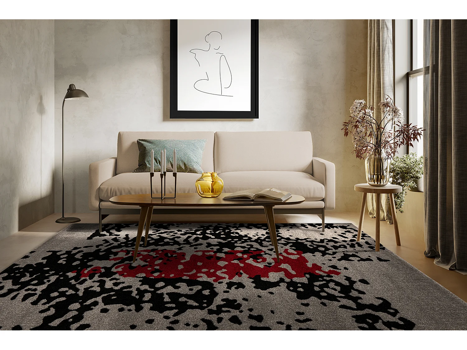 Tapis - Layla 300 Noir / Rouge 120cm x 170cm