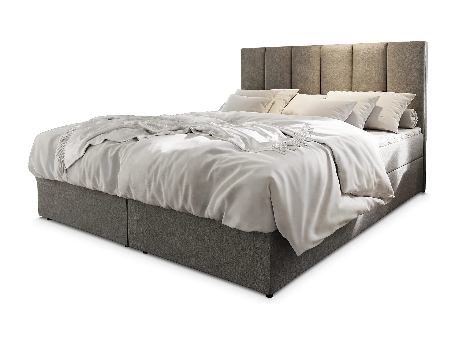 Boxspringbed MERIL 180x200 cm Set met hoofdbord, bedbodem en matras, Grijs