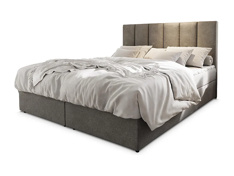 Boxspringbed MERIL 180x200 cm Set met hoofdbord, bedbodem en matras, Grijs