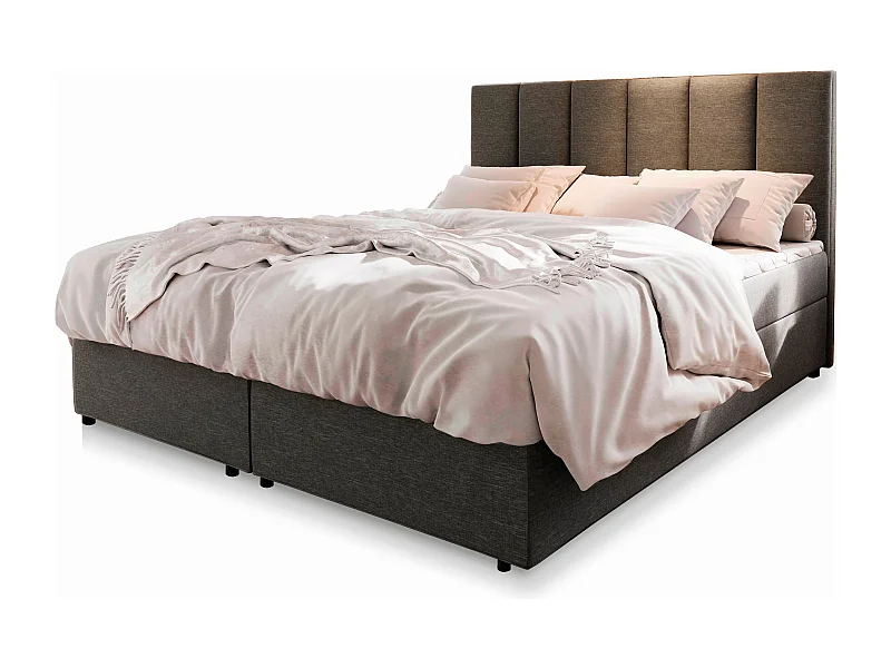 Boxspringbed MERIL 140x200 cm Set met hoofdbord, bedbodem en matras, Lichtgrijs