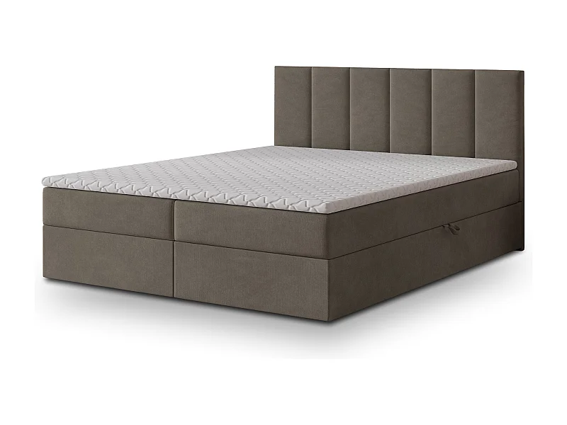 Boxspringbed MERIL 160x200 cm Set met hoofdbord, bedbodem en matras, Bruin