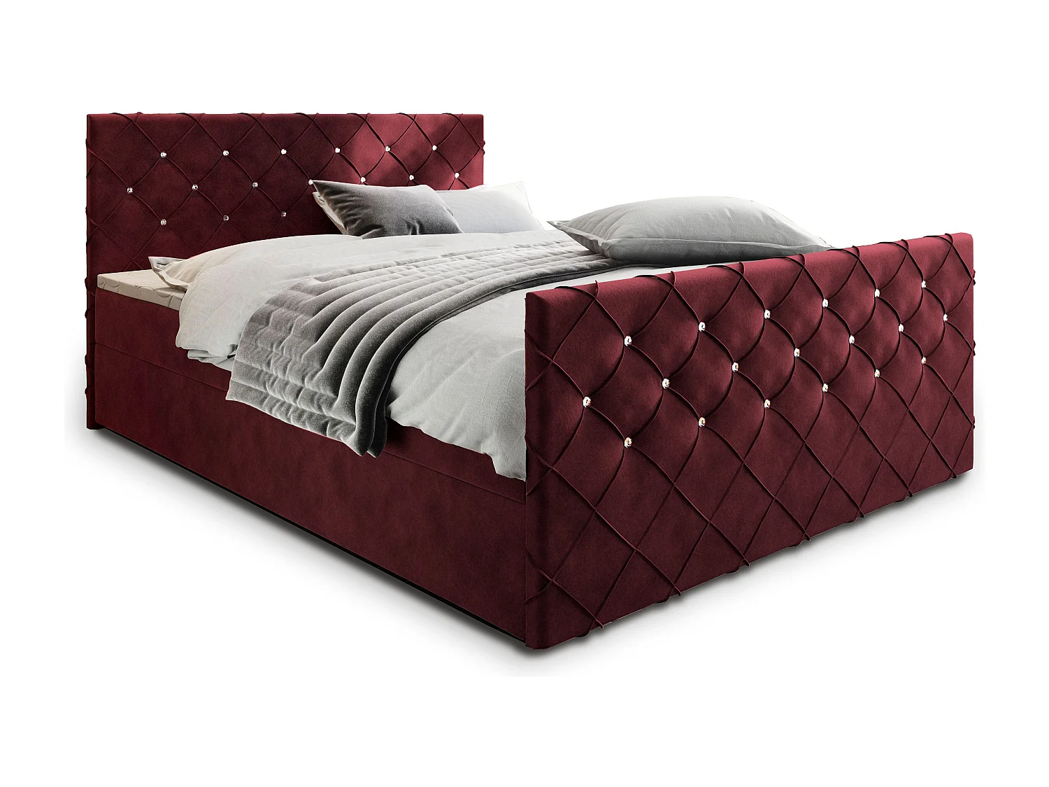 Boxspringbed MANDI 140x200 cm Set met hoofdbord, bedbodem en matras, Rood