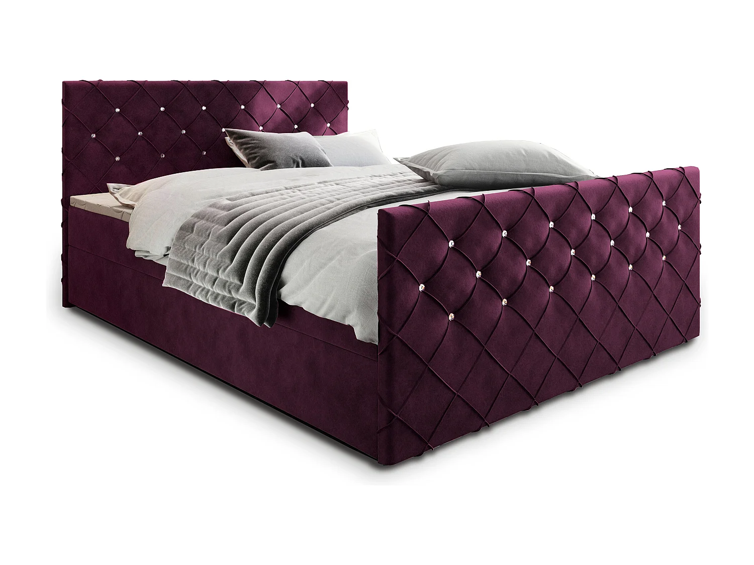 Boxspringbed MANDI 160x200 cm Set met hoofdbord, bedbodem en matras, Rood