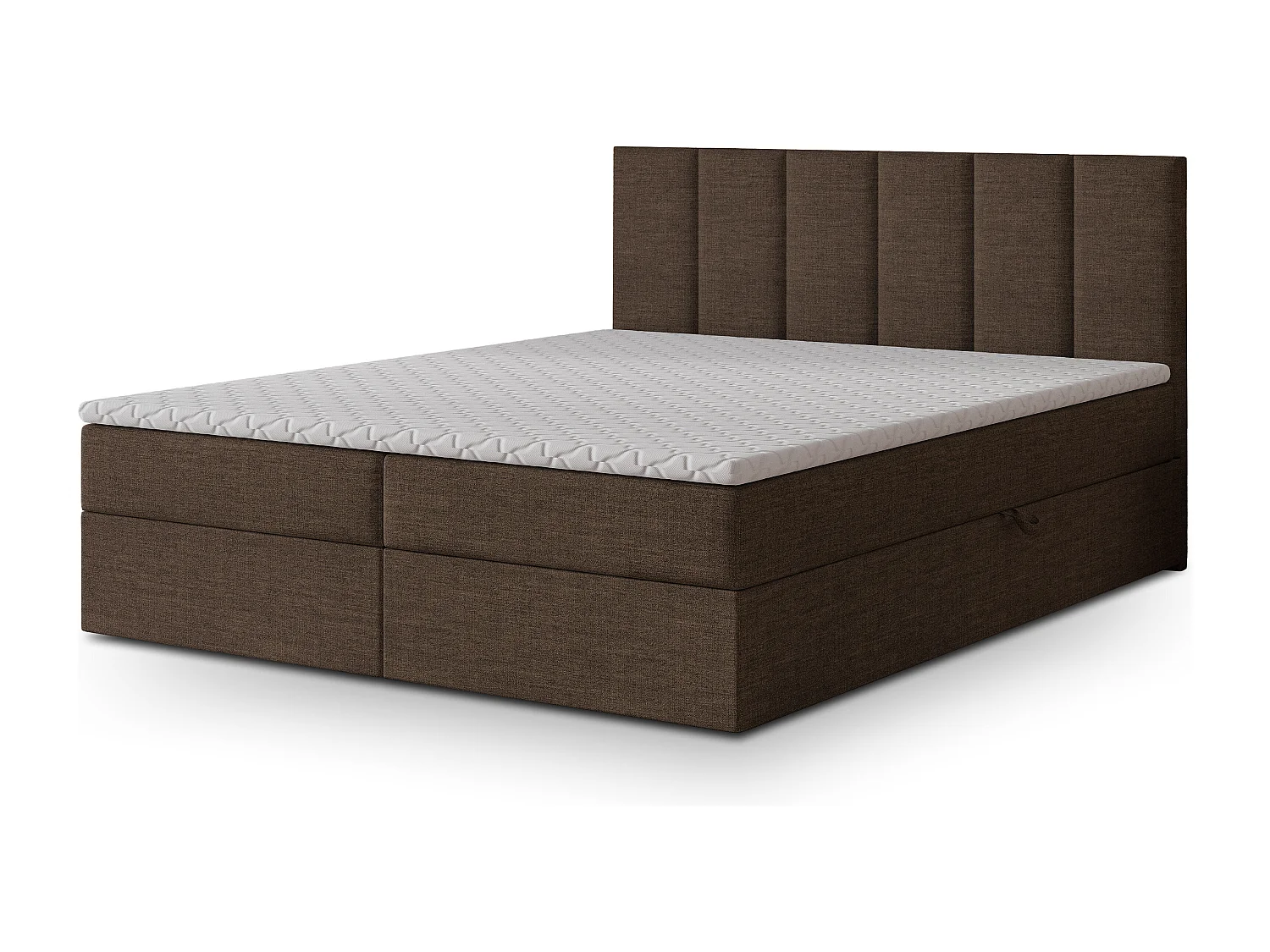 Boxspringbed MERIL 140x200 cm Set met hoofdbord, bedbodem en matras, Donkerbruin