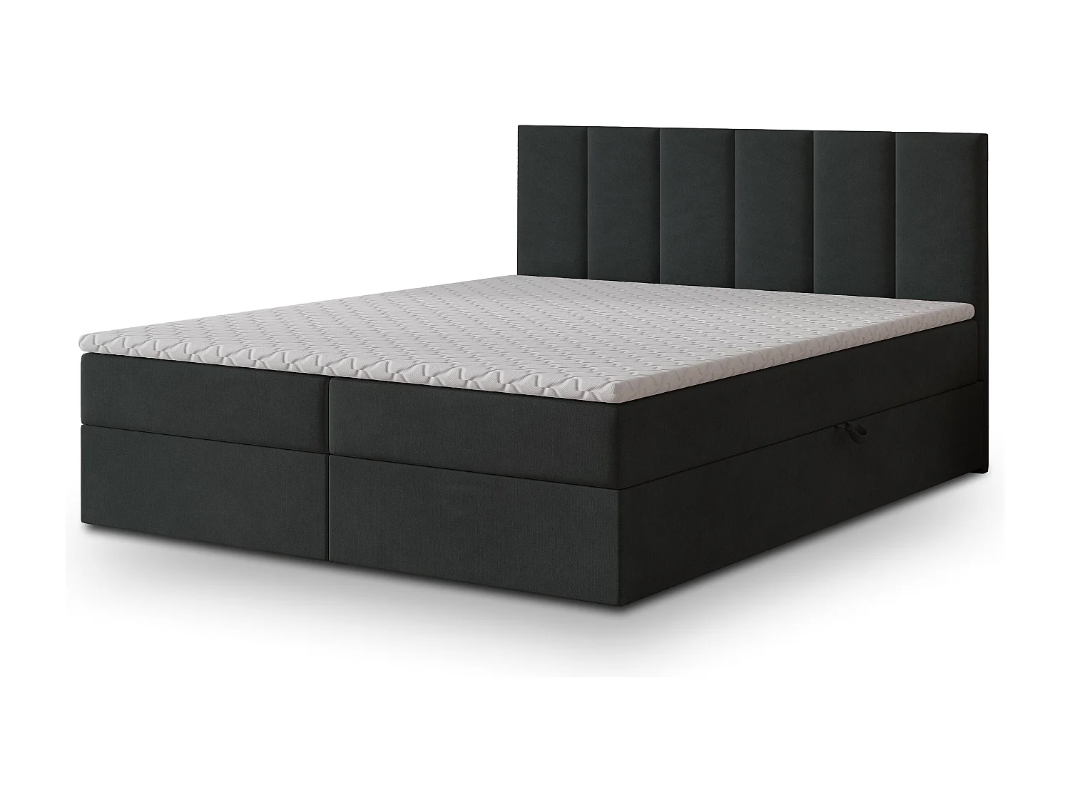 Boxspringbed MERIL 160x200 cm Set met hoofdbord, bedbodem en matras, Zwart