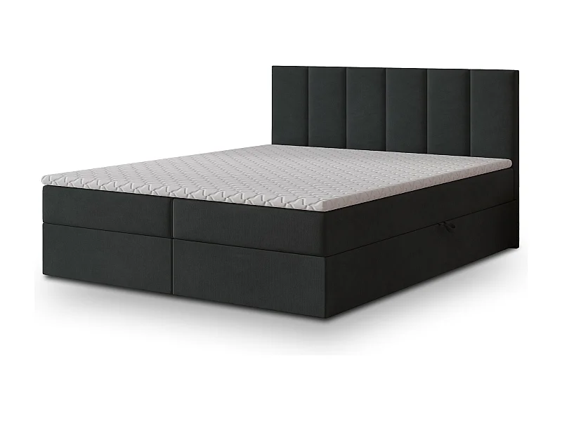 Boxspringbed MERIL 160x200 cm Set met hoofdbord, bedbodem en matras, Zwart