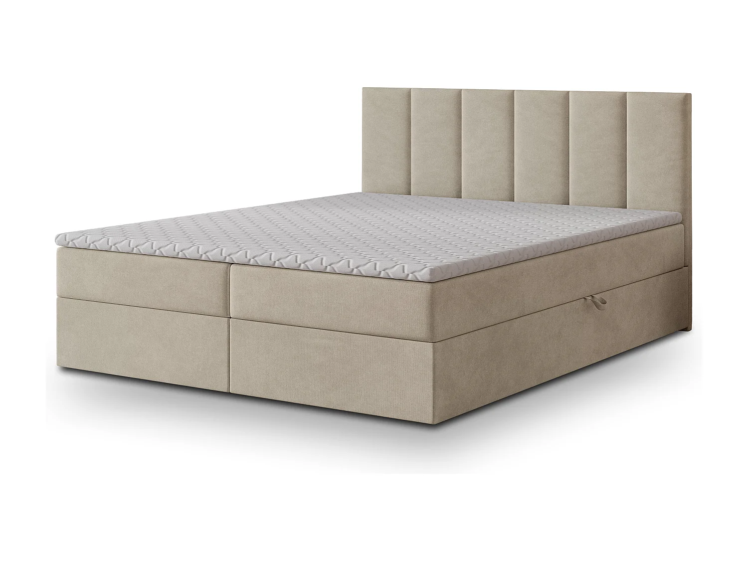 Boxspringbed MERIL 160x200 cm Set met hoofdbord, bedbodem en matras, Beige