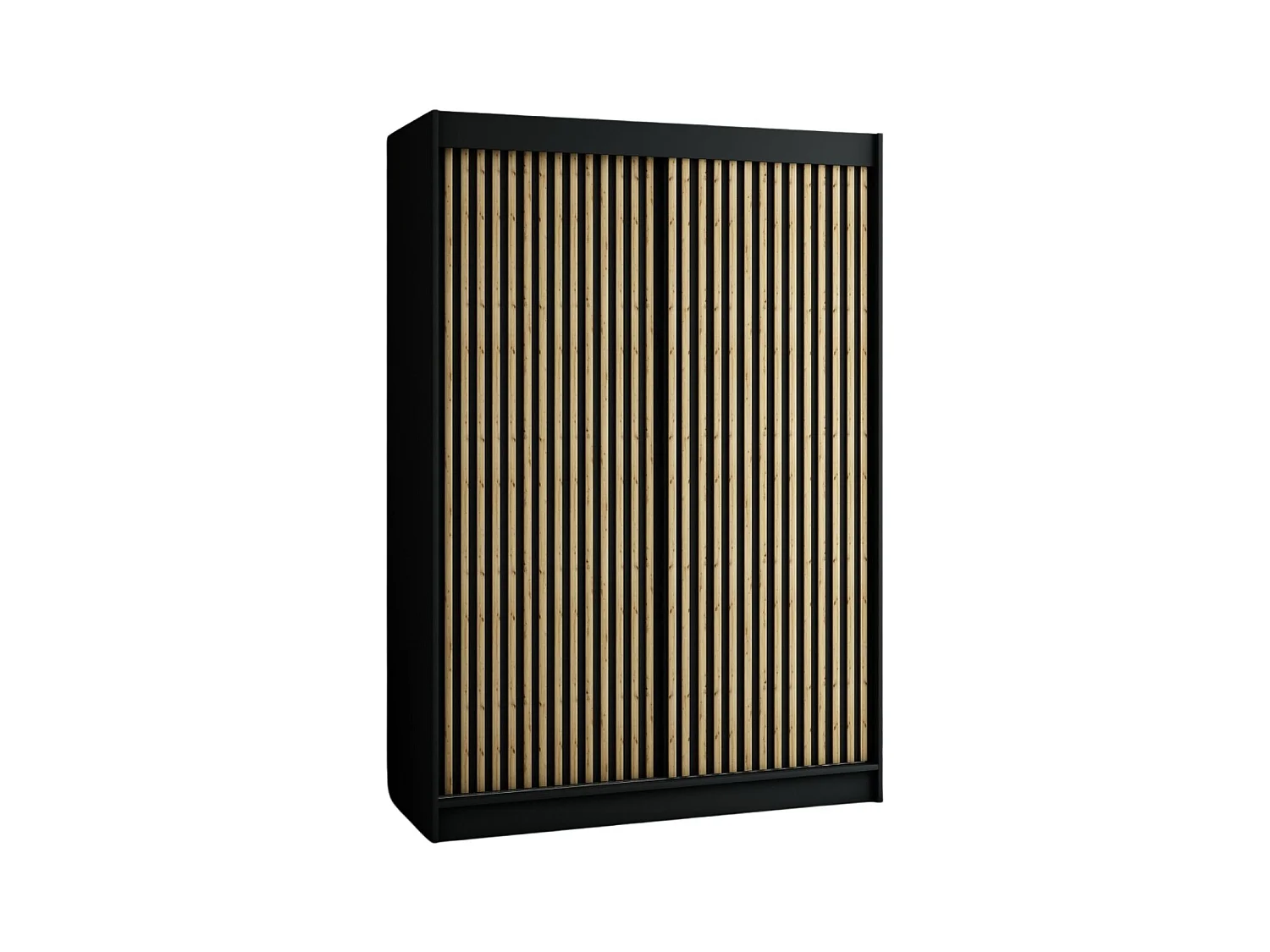 ARMOIRE LAMELO 1 À PORTES COULISSANTES 200/150/62 2 Portes (Noir/Noir/Artisan)