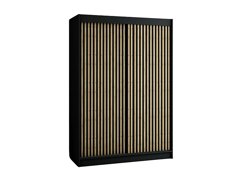 ARMOIRE LAMELO 1 À PORTES COULISSANTES 200/150/62 2 Portes (Noir/Noir/Artisan)