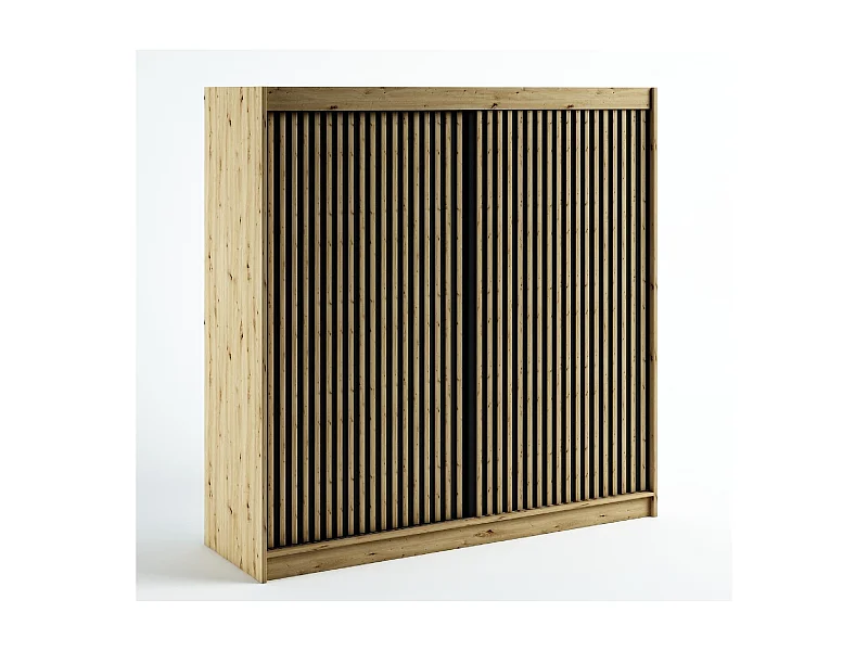 ARMOIRE LAMELO 1 À PORTES COULISSANTES 200/200/62 2 Portes (Artisan/Noir/Artisan)