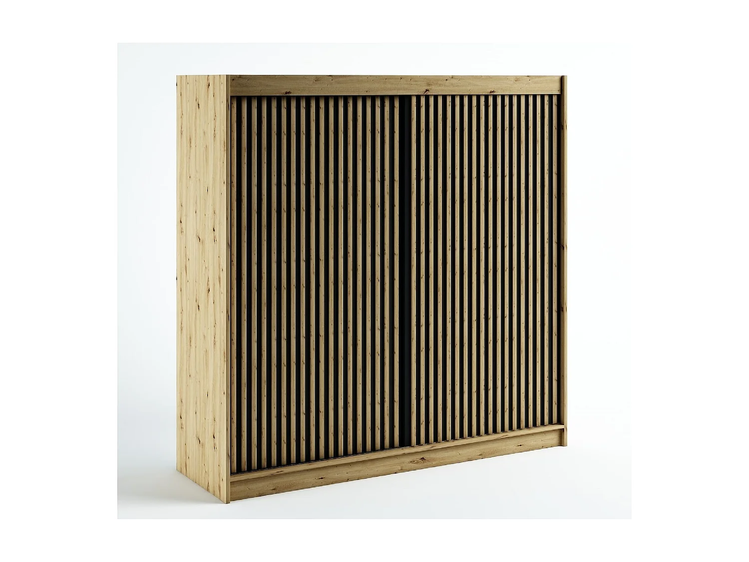 LAMELO 1 KLEDINGKAST MET SCHUIFDEUREN 200/200/62 2 deuren (artisan/zwart/artisan)