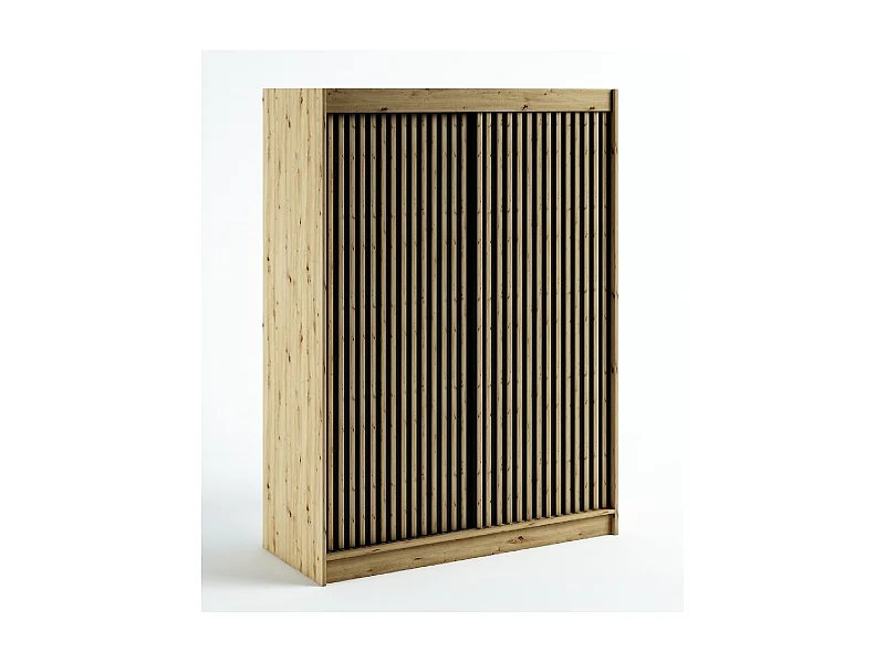 ARMOIRE LAMELO 1 À PORTES COULISSANTES 200/150/62 2 Portes (Artisan/Noir/Artisan)