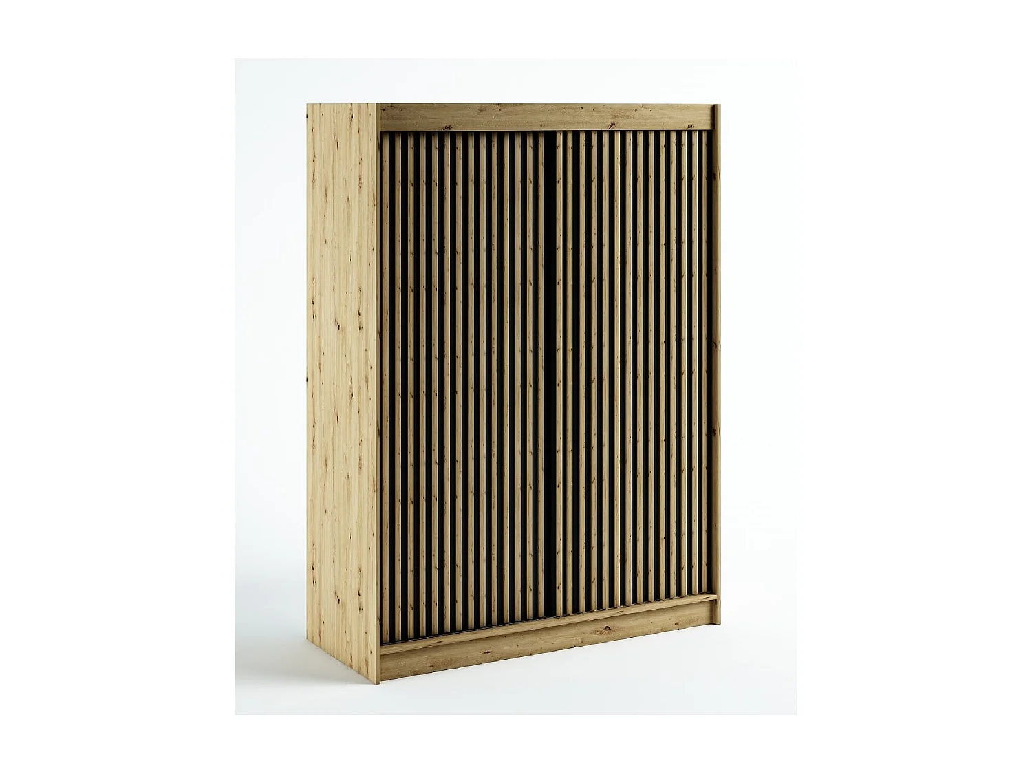 ARMOIRE LAMELO 1 À PORTES COULISSANTES 200/150/62 2 Portes (Artisan/Noir/Artisan)