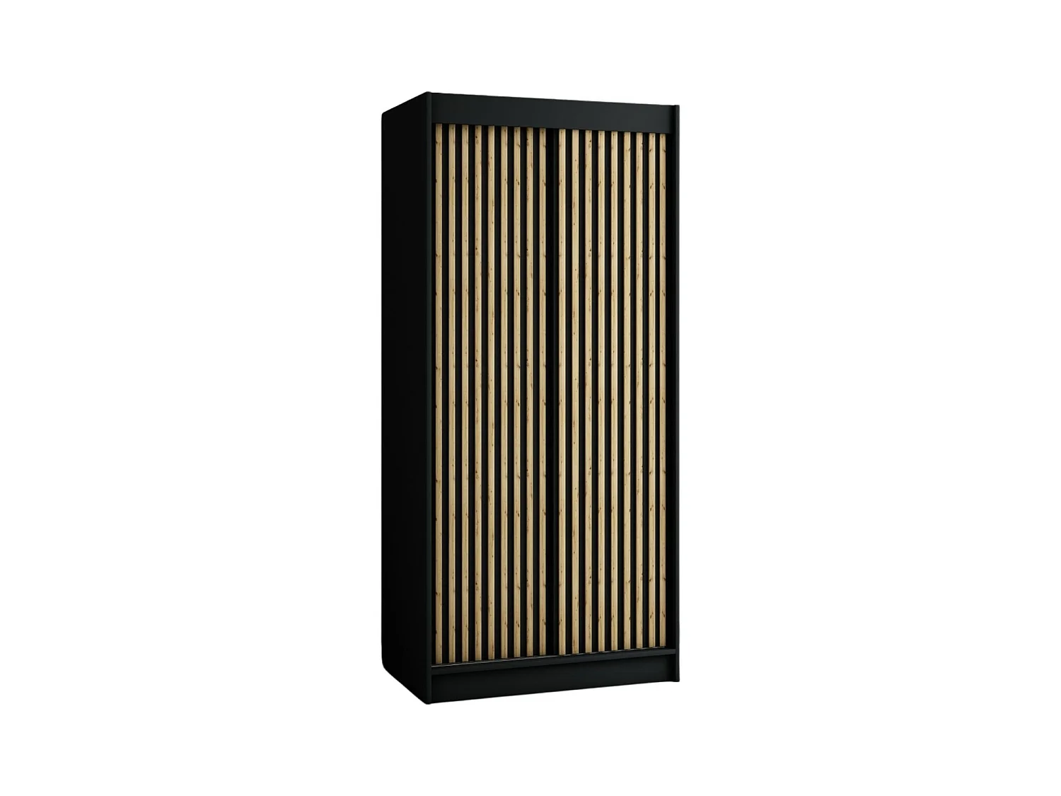 ARMOIRE LAMELO 1 À PORTES COULISSANTES 200/100/62 2 Portes (Noir/Noir/Artisan)