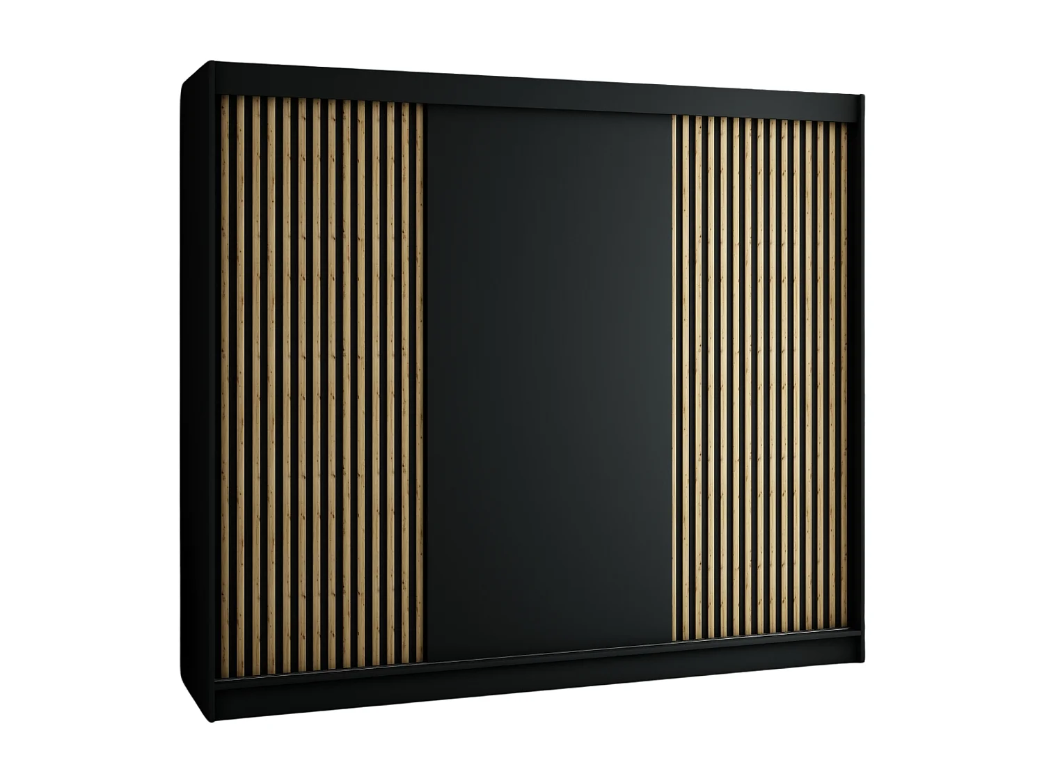 SCHWEBETÜRENSCHRANK LAMELO 200/250/62 3-türig (Schwarz/Schwarz/Artisan)