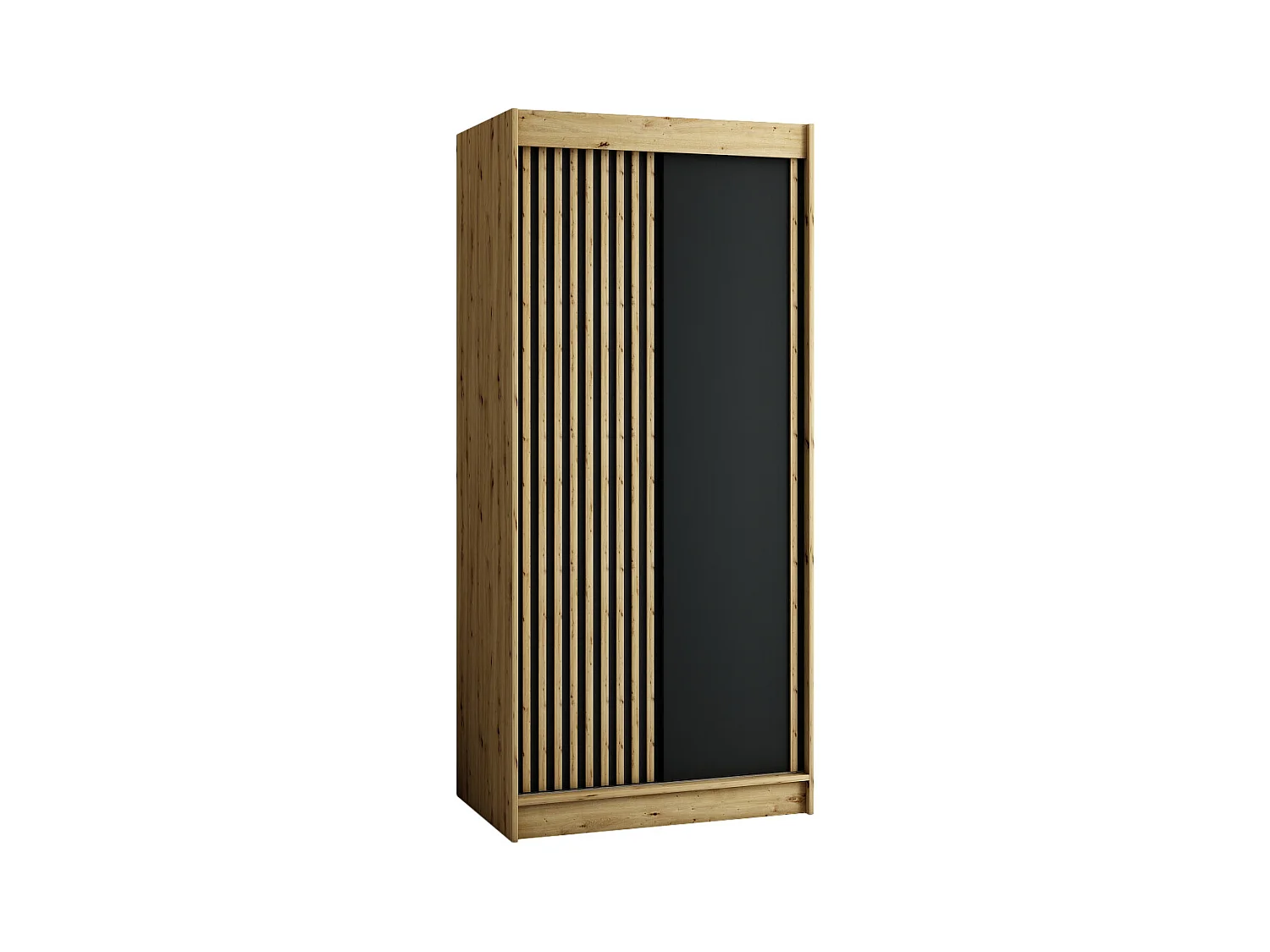 SCHWEBETÜRENSCHRANK LAMELO 200/100/62 2-türig (Artisan/Schwarz/Artisan)