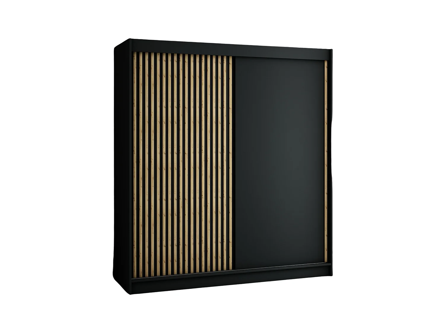ARMOIRE LAMELO À PORTES COULISSANTES 200/200/62 2 Portes (Noir/Noir/Artisan)