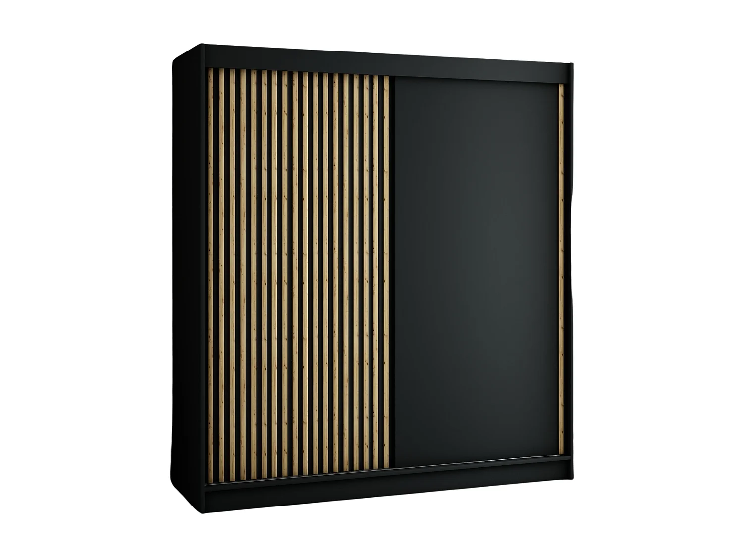 ARMOIRE LAMELO À PORTES COULISSANTES 200/200/62 2 Portes (Noir/Noir/Artisan)