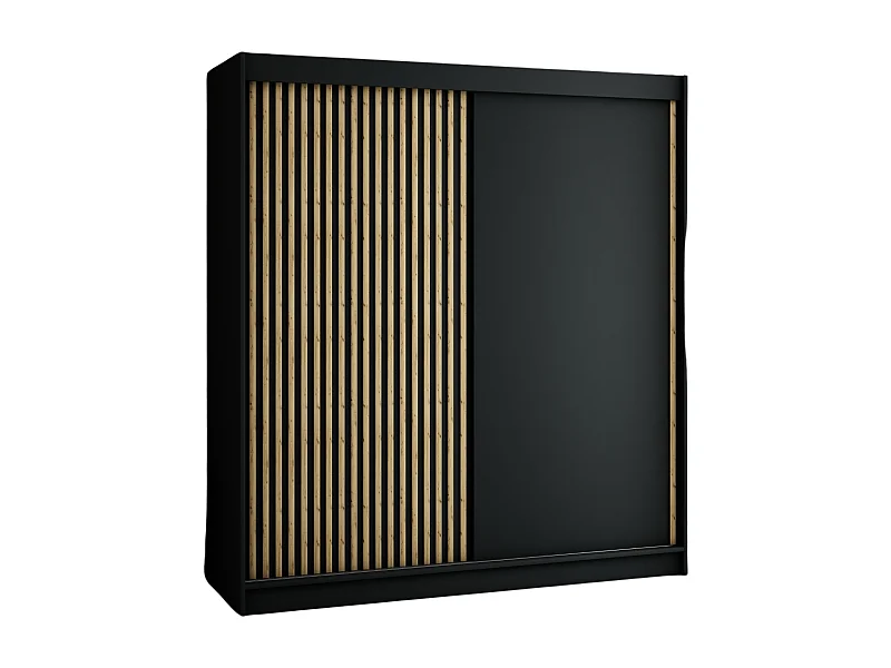ARMOIRE LAMELO À PORTES COULISSANTES 200/200/62 2 Portes (Noir/Noir/Artisan)