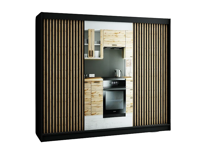 ARMARIO LAMELO 2 DE PUERTAS CORREDERAS 200/250/62 3 puertas (negro/negro/artisan)