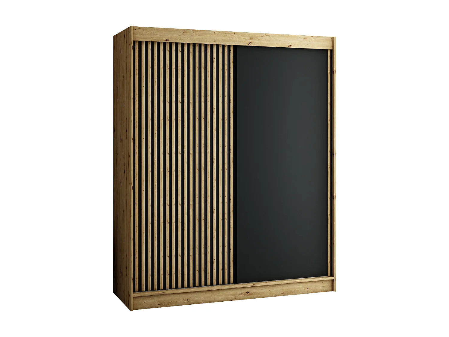 SCHWEBETÜRENSCHRANK LAMELO 200/180/62 2-türig (Artisan/Schwarz/Artisan)