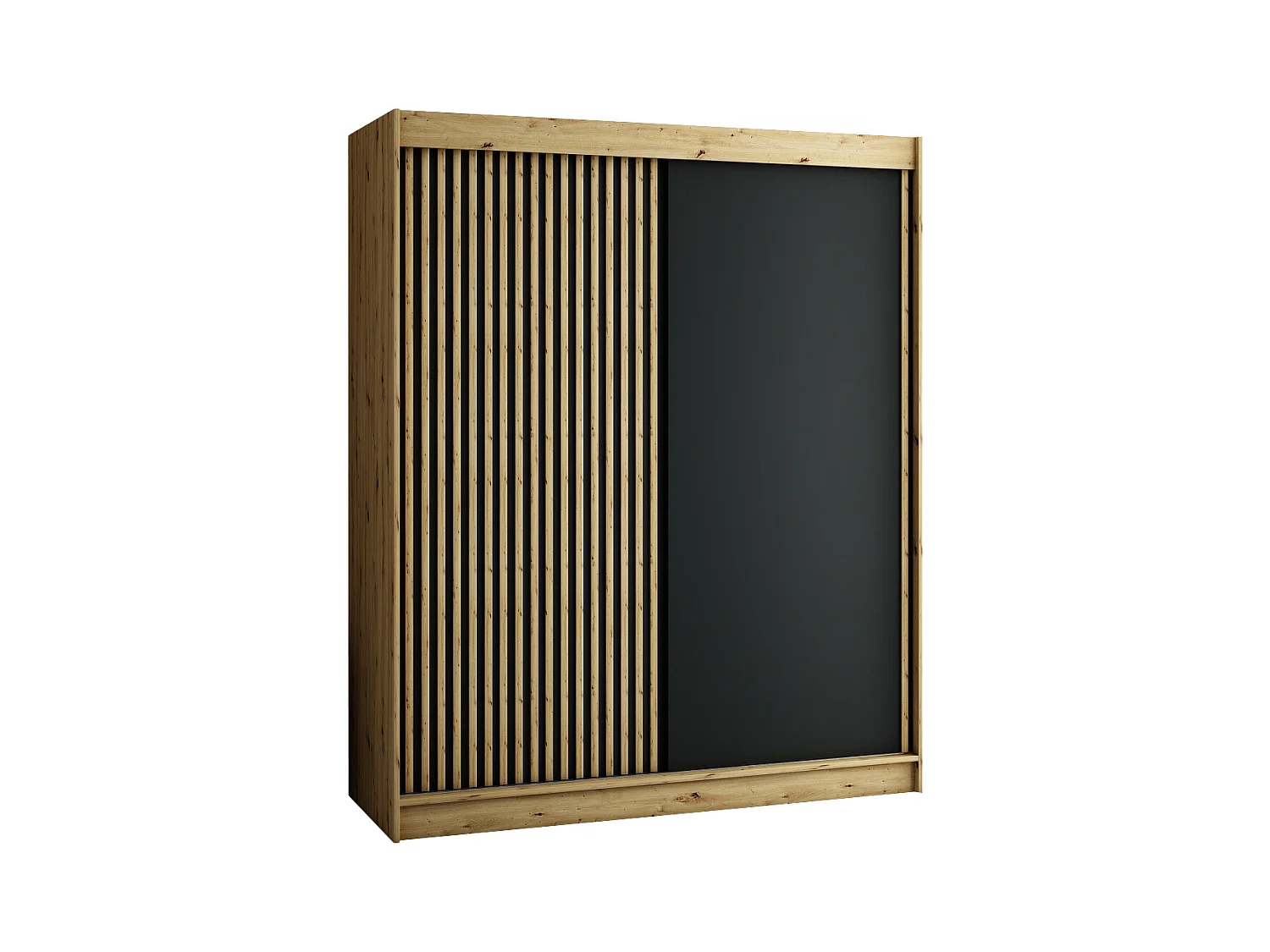 ARMOIRE LAMELO À PORTES COULISSANTES 200/180/62 2 Portes (Artisan/Noir/Artisan)