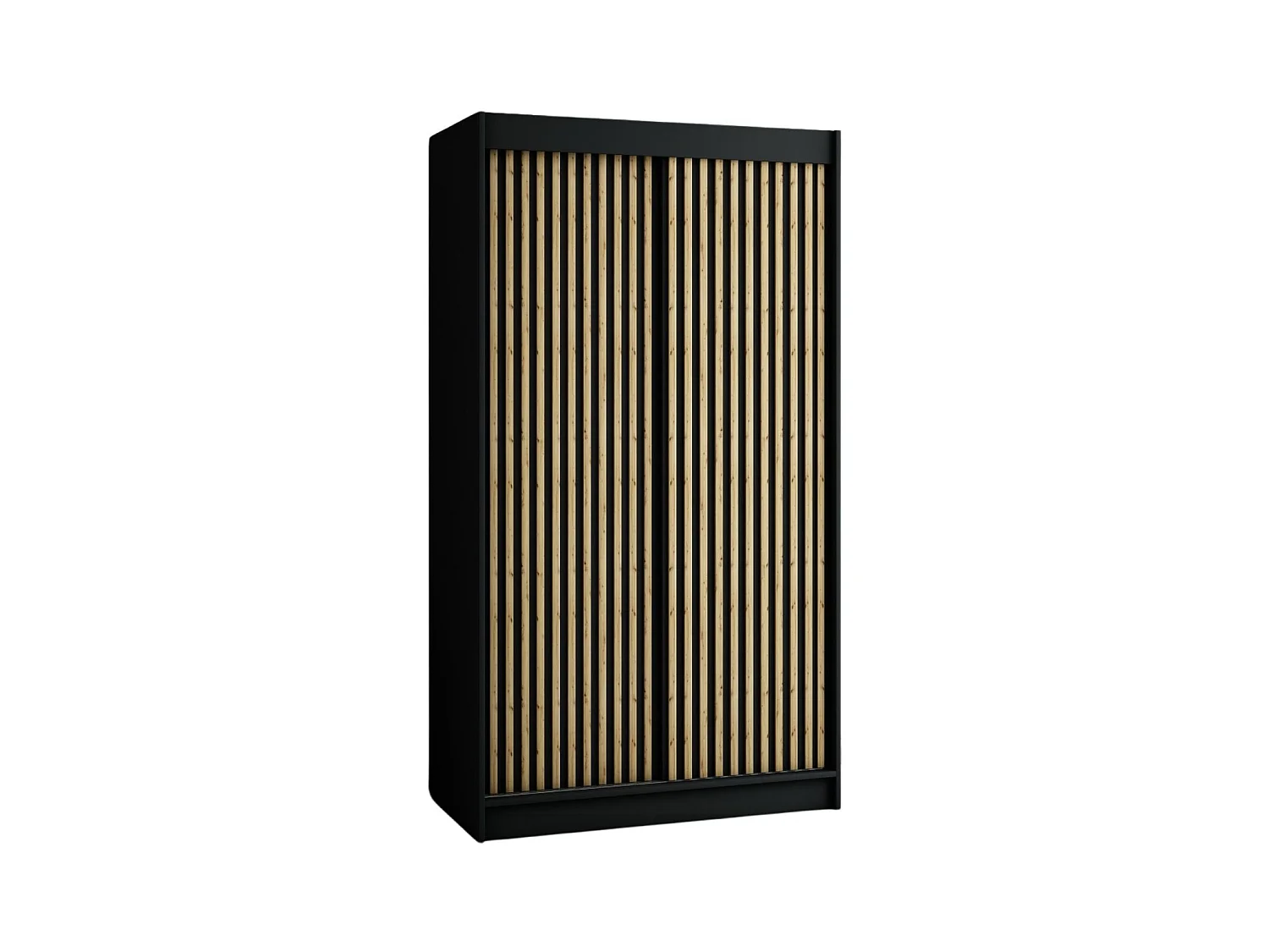 ARMOIRE LAMELO 1 À PORTES COULISSANTES 200/120/62 2 Portes (Noir/Noir/Artisan)