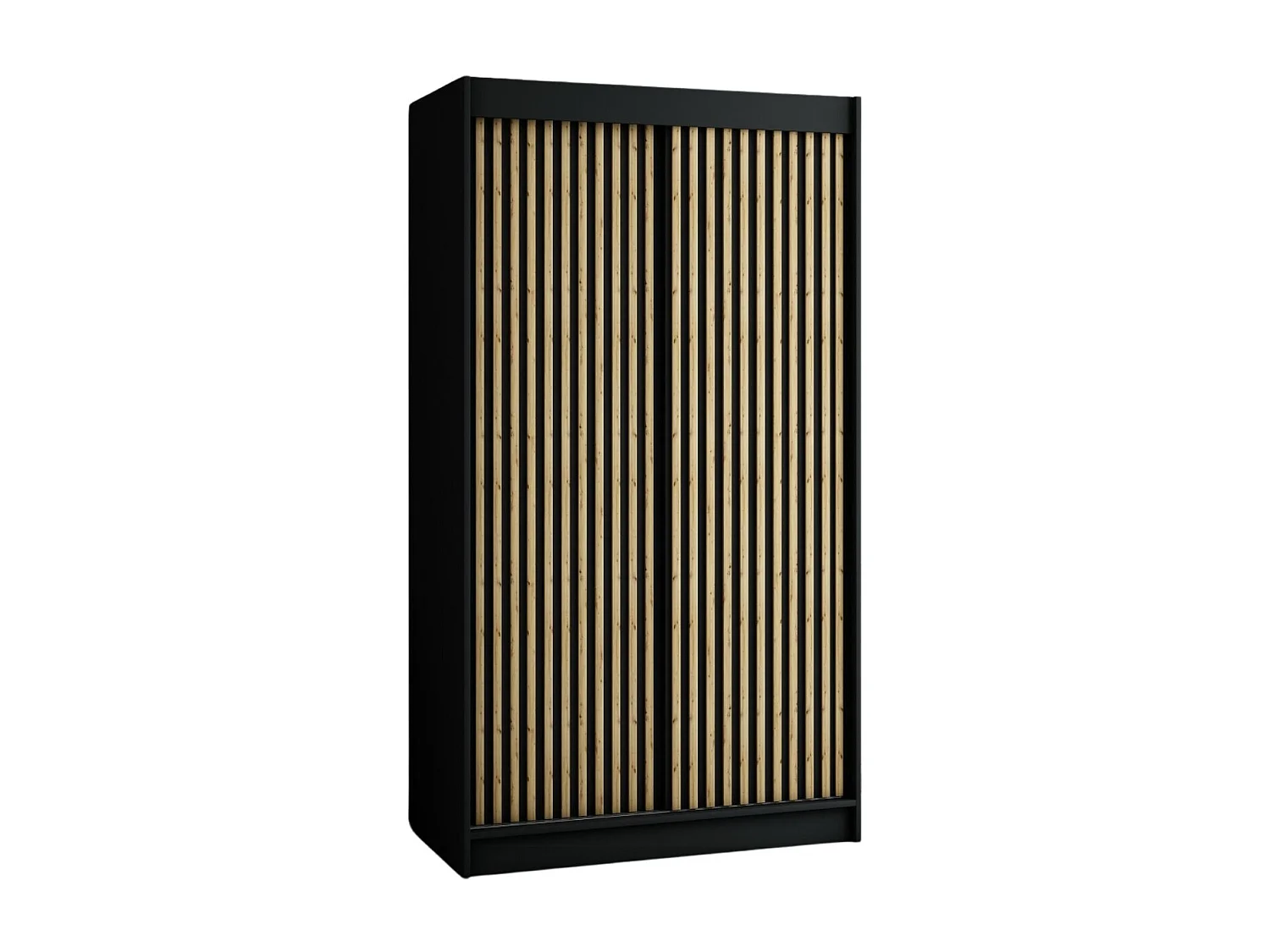 ARMOIRE LAMELO 1 À PORTES COULISSANTES 200/120/62 2 Portes (Noir/Noir/Artisan)