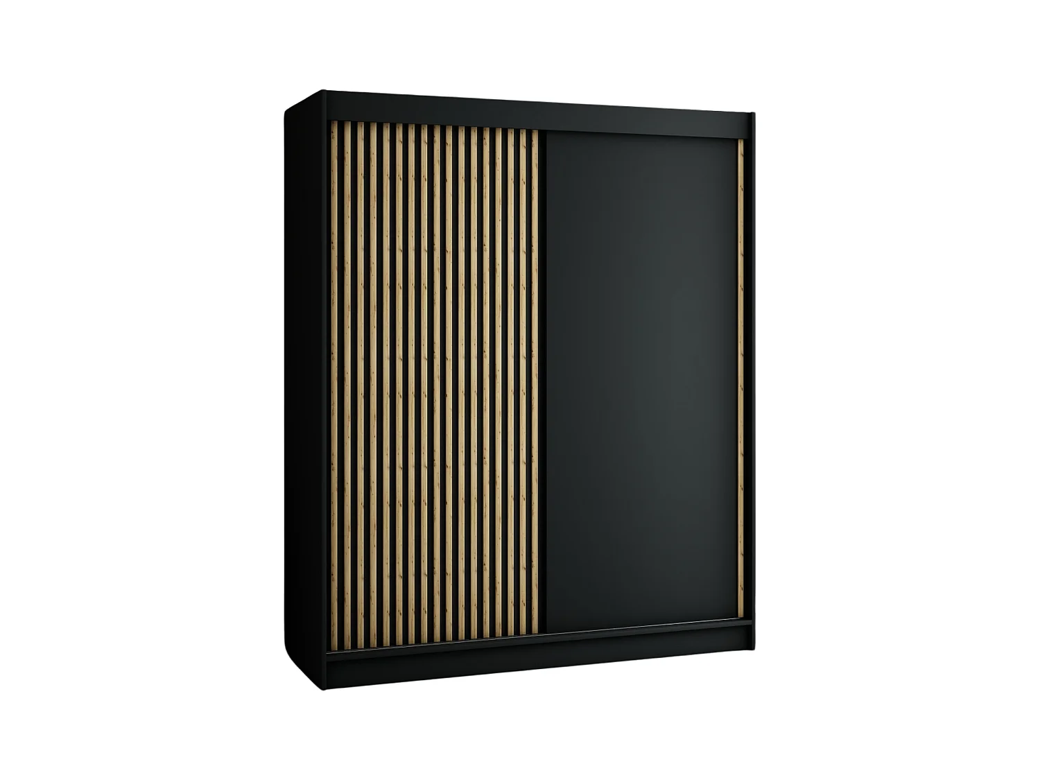 ARMOIRE LAMELO À PORTES COULISSANTES 200/180/62 2 Portes (Noir/Noir/Artisan)