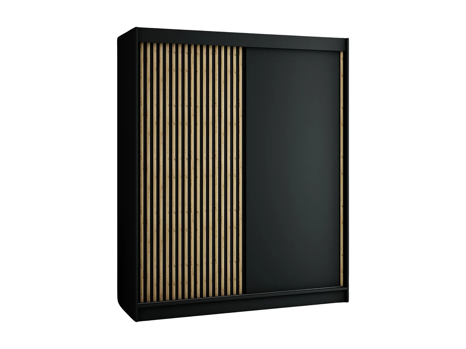 SCHWEBETÜRENSCHRANK LAMELO 200/180/62 2-türig (Schwarz/Schwarz/Artisan)