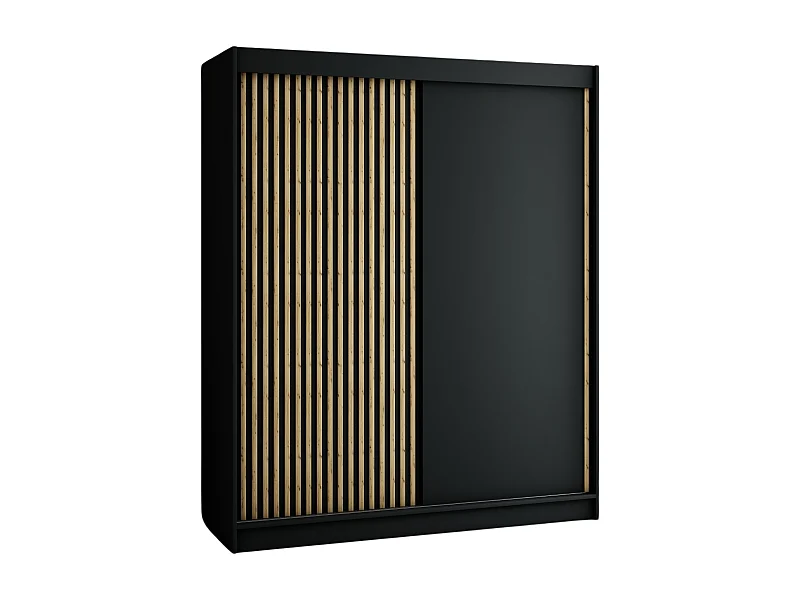 ARMADIO LAMELO AD ANTE SCORREVOLI 200/180/62 2 porte (Nero/Nero/Artisan)