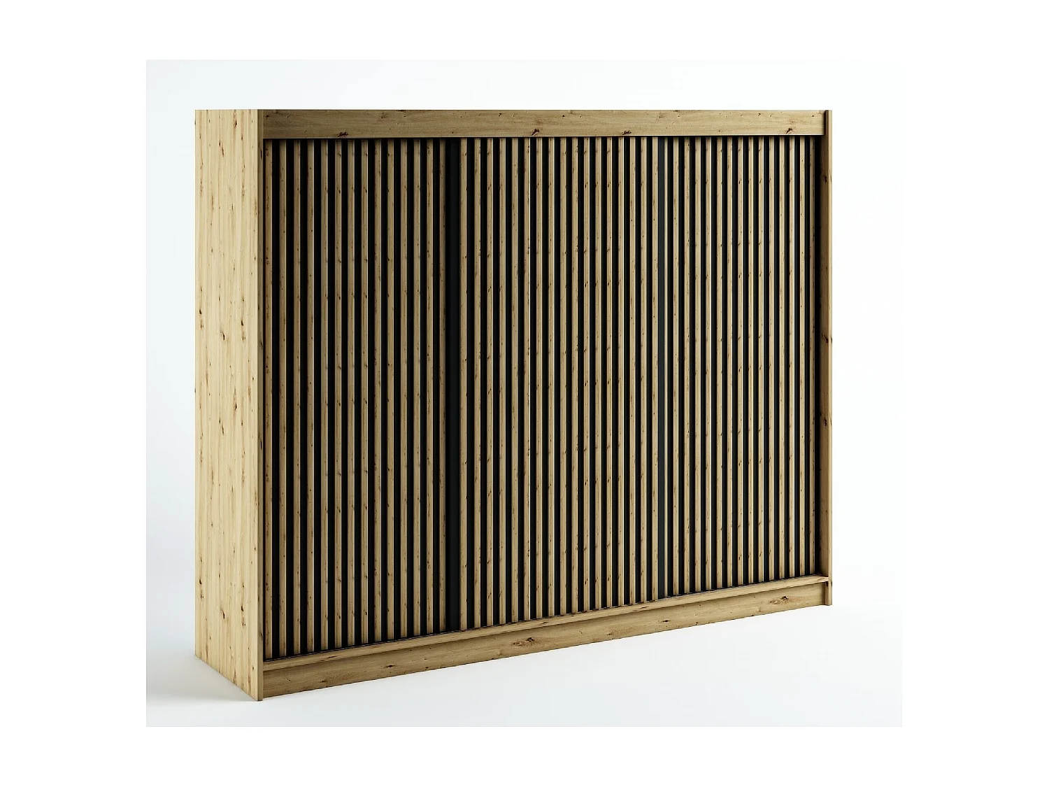 ARMOIRE LAMELO 1 À PORTES COULISSANTES 200/250/62 3 Portes (Artisan/Noir/Artisan)