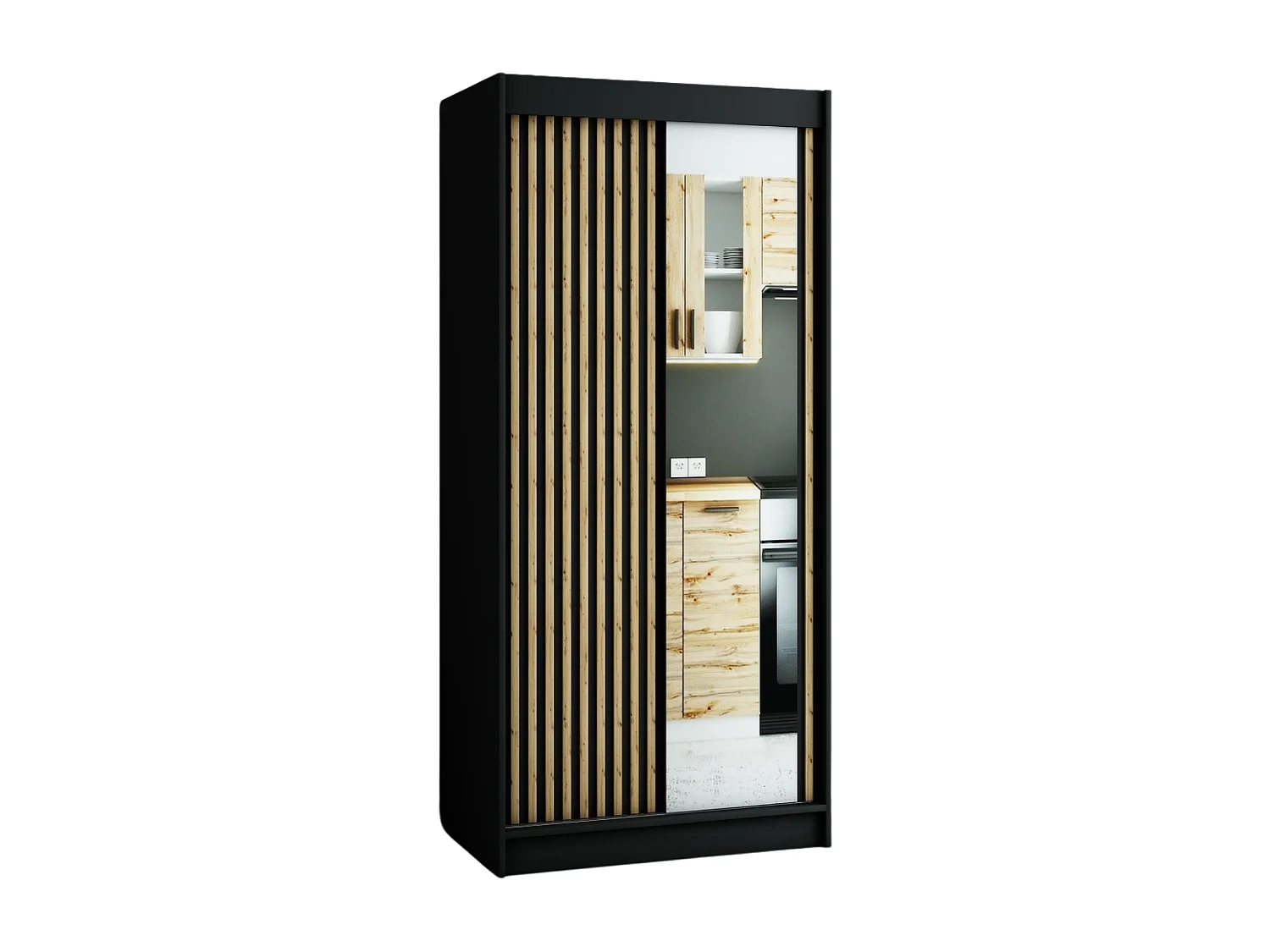 ARMARIO LAMELO 2 DE PUERTAS CORREDERAS 200/100/62 2 puertas (negro/negro/artisan)